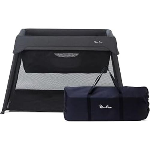 Silver Cross Sleep & Go 3 in 1 Travel Crib - Converts Newborn Bassinet, Crib to Playard - Portable, Lightweight, Easy to Pack with Comfortable Mattress for Infants to Toddlers - Carbon (Sustainable)