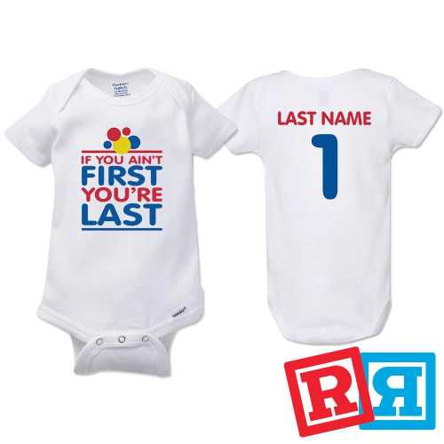 Personalized Talladega Nights Ricky Bobby If You Ain't First You're Last Gerber Baby Onesie® Cotton Unisex White Short Sleeve