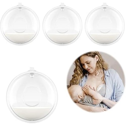 Asphodelia 4PCS Reusable Breast Milk Catcher with Piston, Nursing Cups for Breastfeeding - Collect and Store Leaked Milk