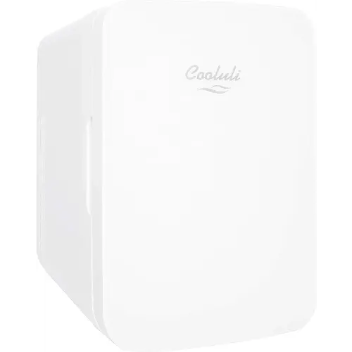 Cooluli 10L Mini Fridge for Bedroom - Car, Office Desk & College Dorm Room 12v Portable Cooler Warmer Food, Drinks, Skincare, Beauty Makeup AC/DC Small Refrigerator with Glass Front, 110 Volts, White