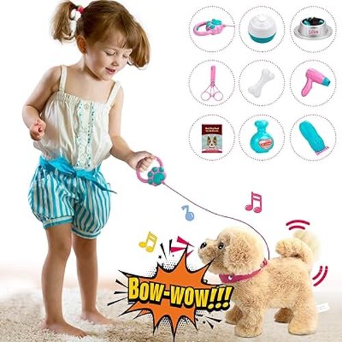 Koonie Talking Plush Golden Retriever Toy Repeats What You Say, Barks and Walks - Electronic Interactive Stuffed Puppy for Kids
