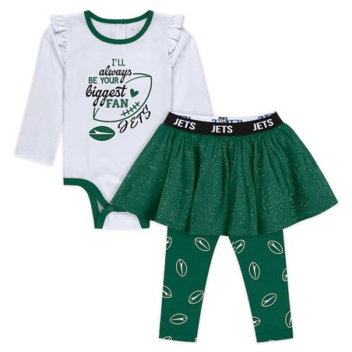 New York Jets WEAR by Erin Andrews Newborn & Infant Three-Piece Long Sleeve Bodysuit, Tutu and Sweatpants Set
