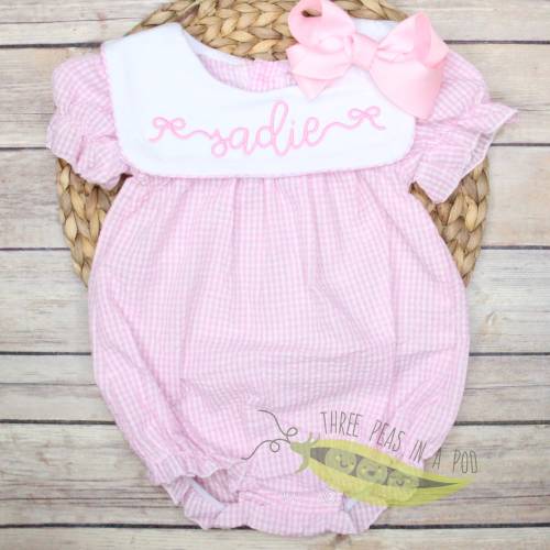 Baby Girl Romper, Baby Girl Bubble Romper, Ruffle Romper, Spring Outfit, Gingham Bubble