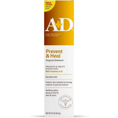A+D Original Diaper Rash Ointment, Baby Skin Protectant with Lanolin and Petrolatum, Seals Out Wetness, Helps Prevent Diaper Rash, 1.5 Ounce Tube, Packaging May Vary