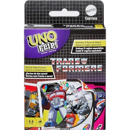 Mattel Games UNO Flip Transformers Card Game for Kids, Adults & Family Nights with Deck Inspired by the Movies, TV Shows & Comics
