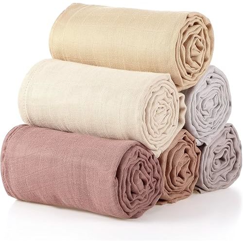 47 x 47 Inches Muslin Swaddle Blankets Cotton Newborn Receiving Blankets Breathable Colorful Baby Swaddle Soft Baby Registry Essentials Gift for Unisex Boy Girl(Dark Colors)