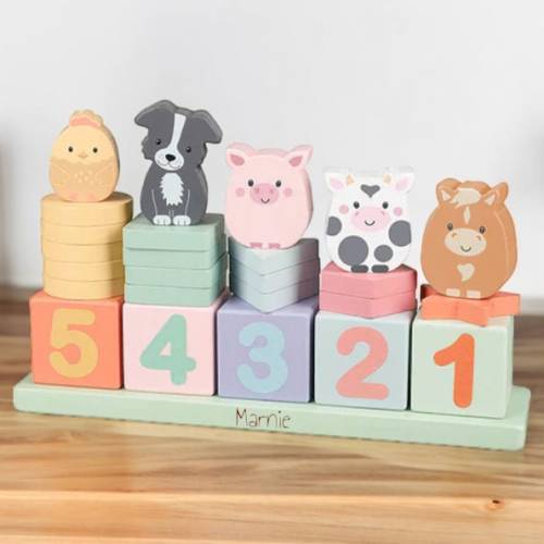 Personalised Farmyard Animal Counting Game - Toddler Gift - Wooden Toys - Kids Gifts - Learning Toys - New baby - Orange Tree Toys