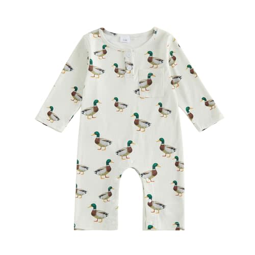 Sasaerucure Newborn Baby Boy Summer Outfit Duck/Dinosaur/Turtle Printed Short Sleeve Romper Jumpsuit Button up Clothes