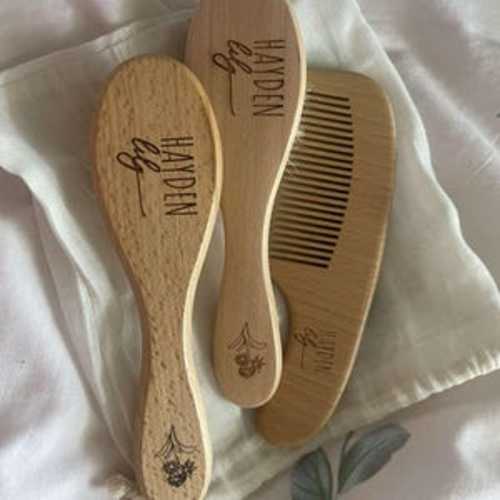 Personalized Baby Hair Brush Set Shower Gift | Engraved Baby Brush | Newborn Keepsake | New Mom Christmas Gifts | Baby Boy Girl Gift Set