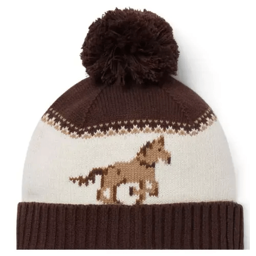 Baby Coffee Milk Baby Horse Pom Beanie by Janie and Jack