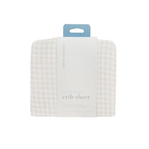 Little Unicorn Cotton Muslin Crib Sheet - Tan Gingham