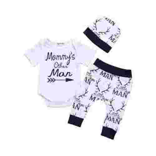 Izhansean Newborn Short Sleeve, Romper & Pants & Hat (Boy's), 3-Piece Set, Sizes 0-3 Months