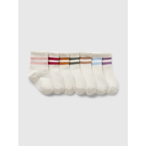 Baby & Toddler Varsity Stripe Quarter Crew Socks (7-Pack) | Gap