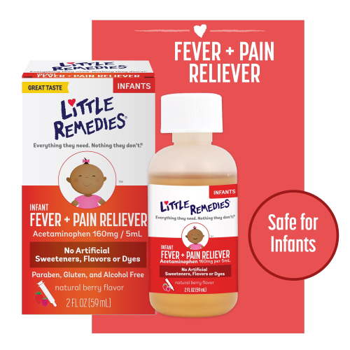 Little Remedies Infant Fever & Pain Reliever with Acetaminophen, Natural Berry, 2 Fl Oz HSA/FSA Eligible