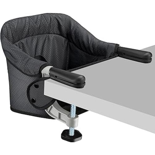 Hook On Chair, Safe and High Load Design, Fold-Flat Storage and Tight Fixing Clip on Table High Chair, Removable Seat Cushion, Attach to Fast Table Chair (Black)