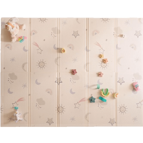 Nuby Reversible Baby Floor Mat - Foldable and Lightweight Baby Play Mat for Floor - Easy Storage and Travel - Stars and Sky
