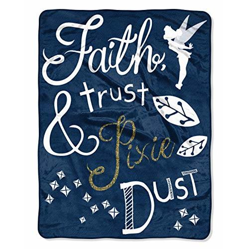 Disney Tinkerbell Faith, Trust and Pixie Dust Fleece Super Plush Throw Blanket 46" x 60" (117cm x 152cm)