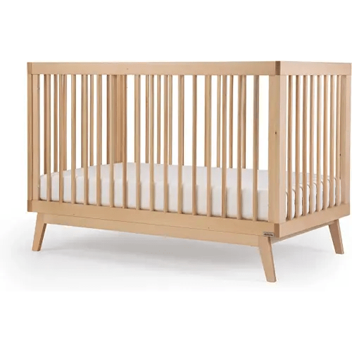 dadada Baby Soho 3-in-1 Convertible Crib – GREENGUARD Gold Certified, Made in Italy, Solid Beechwood – Adjustable Mattress Height, Modern Design 53.15 x 29.95 x 36.7 in 3 Colors (Natural)
