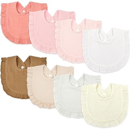 EllieHouse Baby Bibs for Girls Boys 8 Pack Muslin Bibs Drool Bibs Muslin Cotton Bibs for Baby Girls Boys Teething Bibs