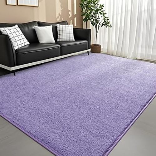 DweIke Super Soft Area Rugs for Bedroom Living Room, 5x7 ft Large Purple Rugs, Thickened Memory-Foam Indoor Carpets, Modern Minimalist Washable Rugs for Girls Boys Adults Kids Bedroom Home Decor