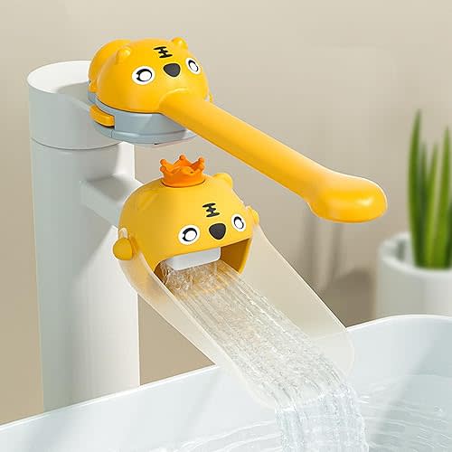 Faucet Handle Extender Set, Faucet Extender for Kids Child Sink Extender Kids Hand Wash Helper Faucet Extender for Bathroom Sink-Yellow