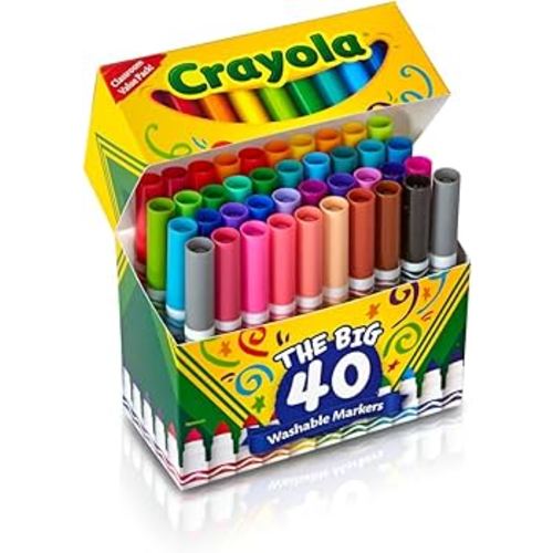 Amazon.com: Crayola Ultra Clean Washable Markers (40ct), Coloring Markers for Kids, Coloring Book Marker Set, Gifts for Kids, Ages 3+ : Toys & Games