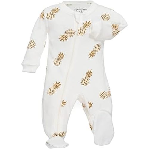zippyjamz – Zipper Organic Sleeper Footed Onesies Sleeper Baby Pajamas with Inseam Zipper