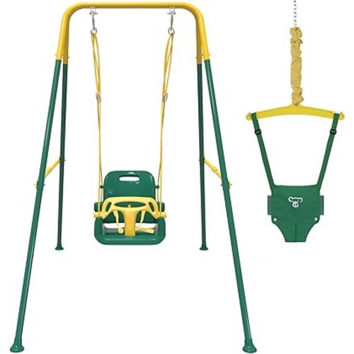 Taleco Gear 2 in 1 Toddler Swing & Baby Jumper with 4 Sandbags for Stability, Foldable Baby Swing Outdoor & Indoor Use, Easily Installable and Storable