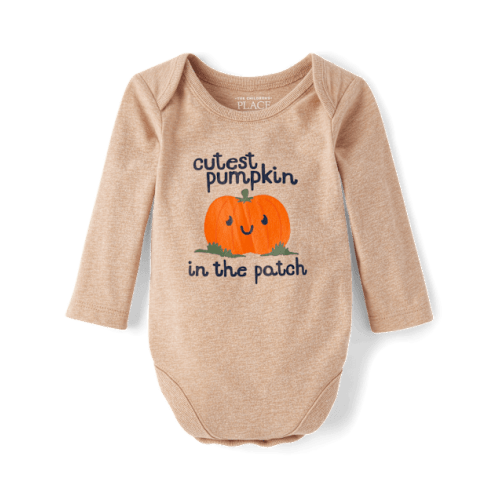 Baby Cutest Pumpkin Patch Graphic Bodysuit - Tan
