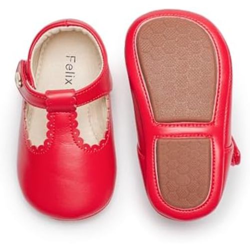 Felix & Flora Soft Sole Baby Shoes - Infant Baby Girls Ballet Flats Moccasinss Rubber Sole Walking Crib Shoes