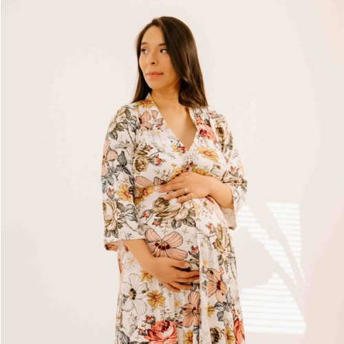 Lila Labor & Postpartum Gown in Vintage Floral