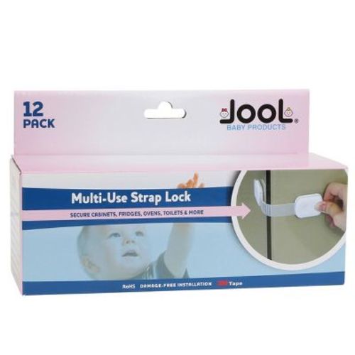 Jool Baby Products Child Safety Strap Locks For Fridges, Cabinets, Drawers - Tool Free 12pk