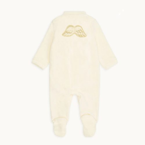 Velour Angel Wing™ Sleepsuit - Gold & Cream (12 Months) | Marie-Chantal
