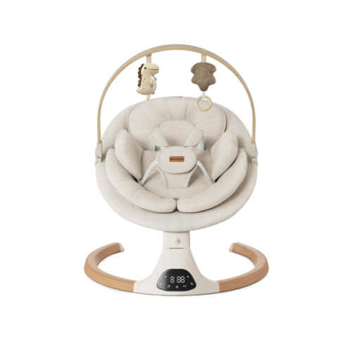 Baby Swings for Infants, Monamii Baby Swing, Infant Swing with 5 Speeds, 10 Lullabies, Electric Swing for Baby, Indoor & Outdoor Use (Beige)