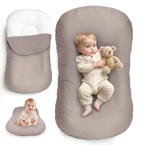 Extra Large Infant Support Cushion for Newborn 0-24 Months - Soft Organic Cotton Mat with Tummy Time & Motor Skill Support, Portable Newborn Daily Essentials Gift