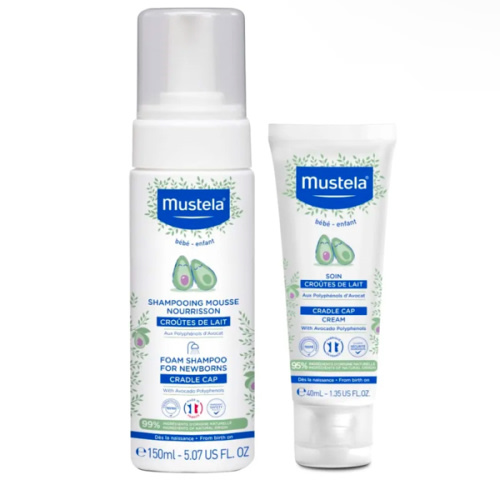 Mustela Baby Cradle Cap Bundle - Natural Baby Shampoo & Cradle Cap Cream - with Natural Avocado - 2 Piece Set