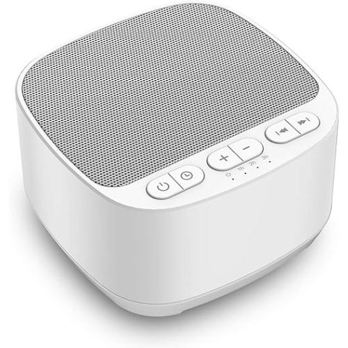 Magicteam Sleep Sound White Noise Machine with 40 Natural Soothing Sounds and Memory Function 32 Levels of Volume Powered by AC or USB and Sleep Timer Sound Therapy for Baby Kids Adults (B-White)