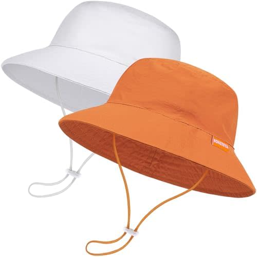 Baby Sun Hat Kids Summer UPF 50+ Toddler Bucket Hat Wide Brim Adjustable Beach Hats for Boys Girls Age 0-6 Years