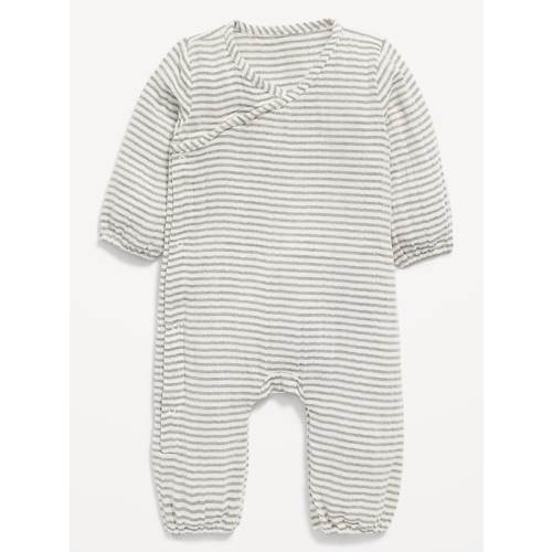 Unisex Long-Sleeve Double-Weave Wrap-Front One-Piece for Baby