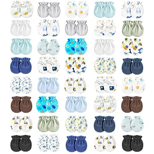 Geyoga 40 Pairs Newborn Baby Mittens No Scratch Mittens Soft Elastic Infant Baby Gloves for 0-6 Months