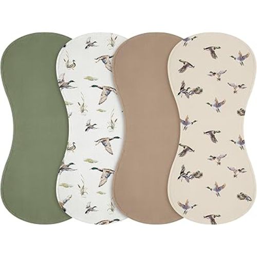 Boao 4 Pcs Mallard Duck Baby Burp Cloths Duck Hunting Soft Plush Newborn Spit up Rags Mallard Burp Cotton Cloths Rag for Boy Girl Newborn Infant Gifts Nursery Decor 20.87 x 9.84 Inches