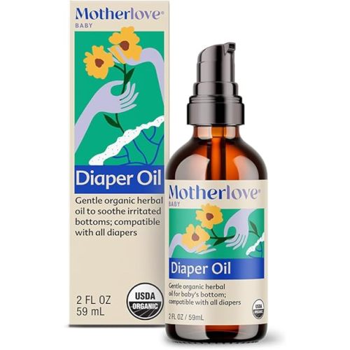 Motherlove Diaper Oil (2 oz) Soothing Vegan Diaper Rash Oil—Organic, Cloth Diaper Safe, Zinc Oxide- & Petroleum-Free