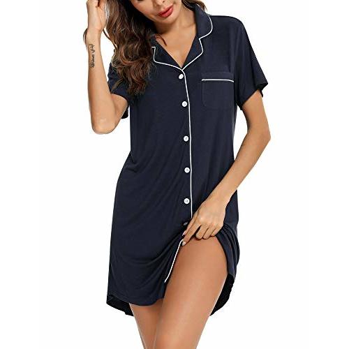 Senert Nightgowns for Women Short/Long Sleeve Sleep Shirt Button Down Night Gowns Maternity Pajamas Nursing Dress Sleepwear