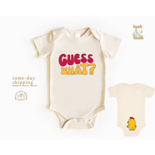 Guess What Chicken Butt Colorful Onesie® - Funny Baby Bodysuit - Baby Shower Gift - Gender Neutral Baby Gift - Baby One Piece - Baby Reveal