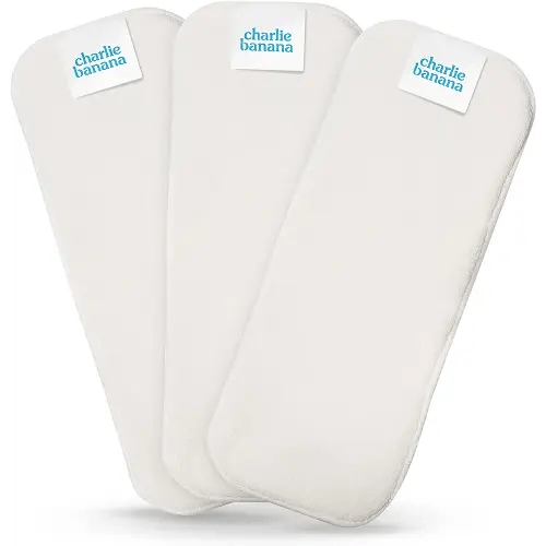Charlie Banana Baby Super Absorbent Deluxe Reusable and Washable Fleece Inserts for Cloth Diapers, Newborn/Booster Size, 3 Pack
