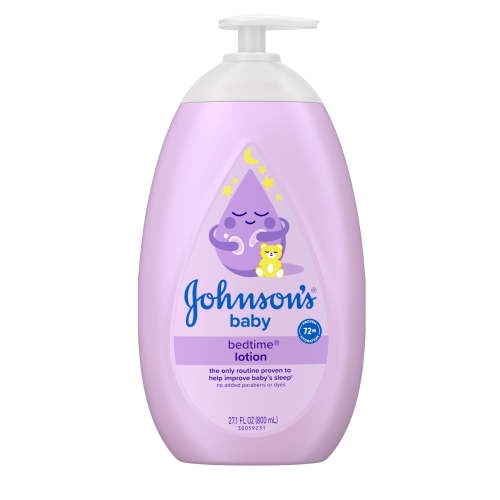 Johnson's Newborn Moisturizer, Sensitive Care Bedtime Body Lotion for Baby and Toddler, Paraben Free, 27.1 oz