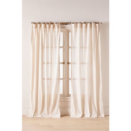 Cotton Dobby Striped Sheer Tie-Top Curtain