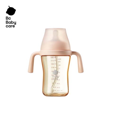 Bc Babycare Sippy Cup for 6+ Month Old,Spill Proof Baby Bottle, Weighted Straw Toddler Cups, Anti-Choking Kids Cups,1 Pack,Pink