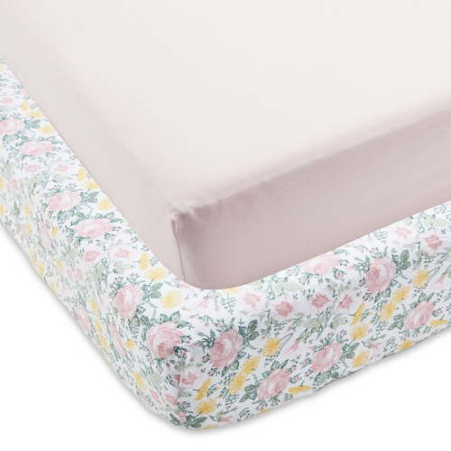 Parent's Choice 2-Pack Cotton Fitted Sheets for Baby Girls, Pink Floral, Crib/Toddler Bed