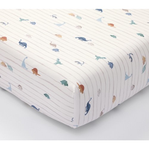 Dillon Dino Stripe Organic Crib Fitted Sheet